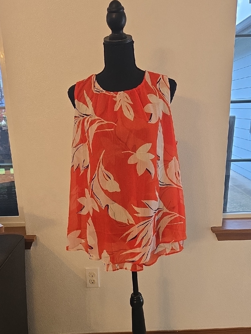 Christina Orange Floral Layered Sleeveless Camisole Top